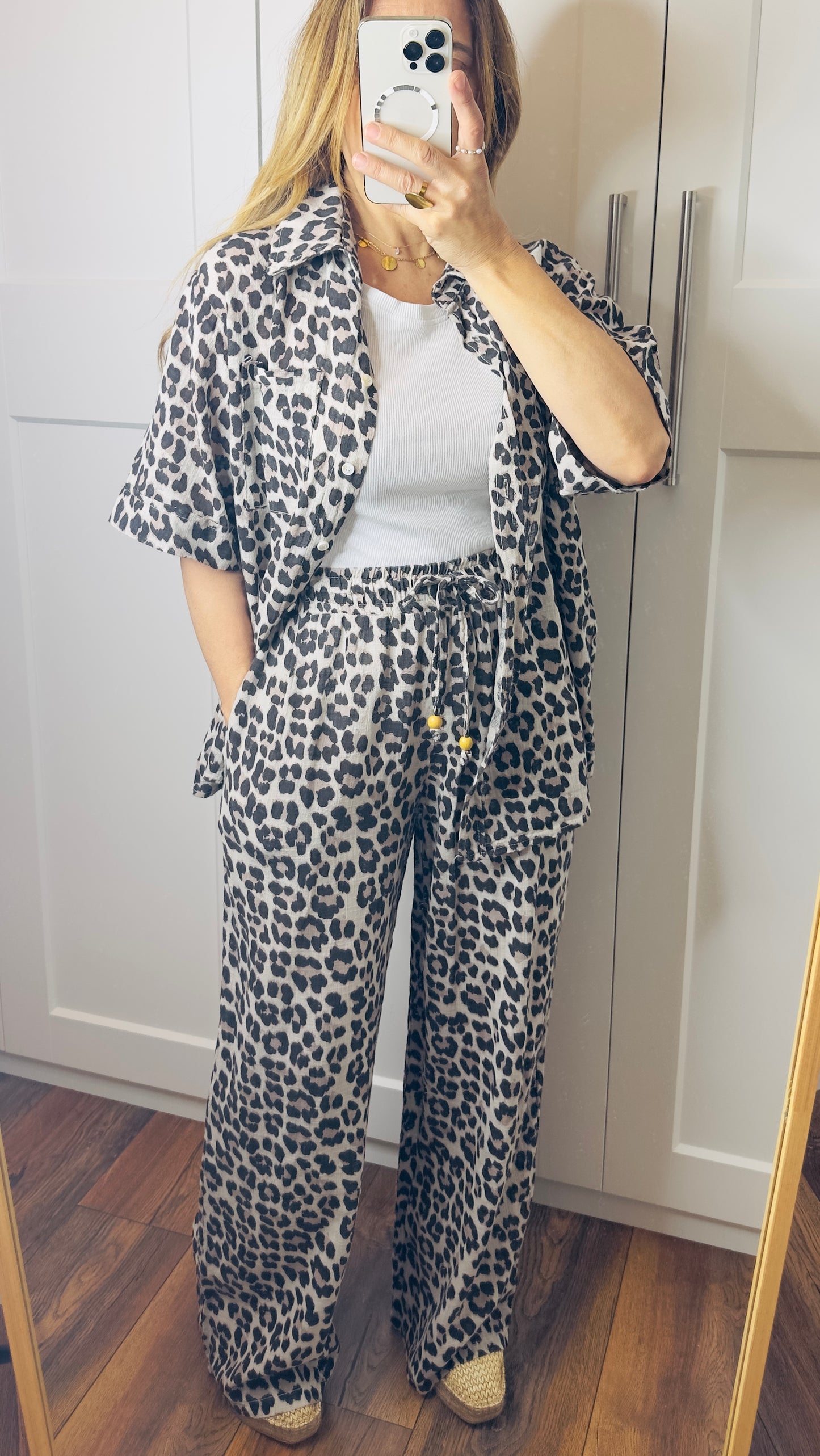 Pantalón algodón leopardo