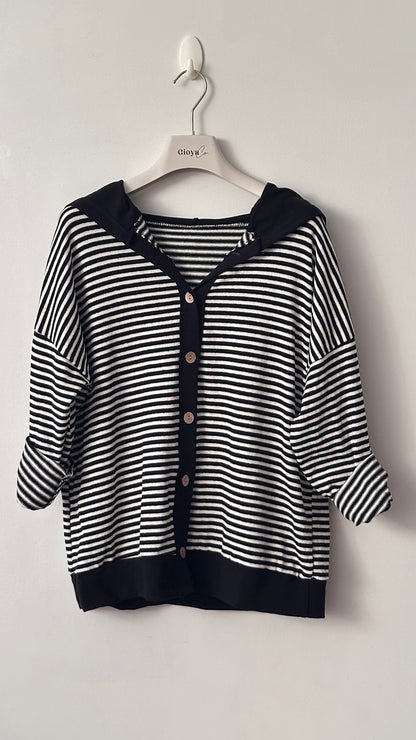 Cárdigan de rayas con capucha +2 colores