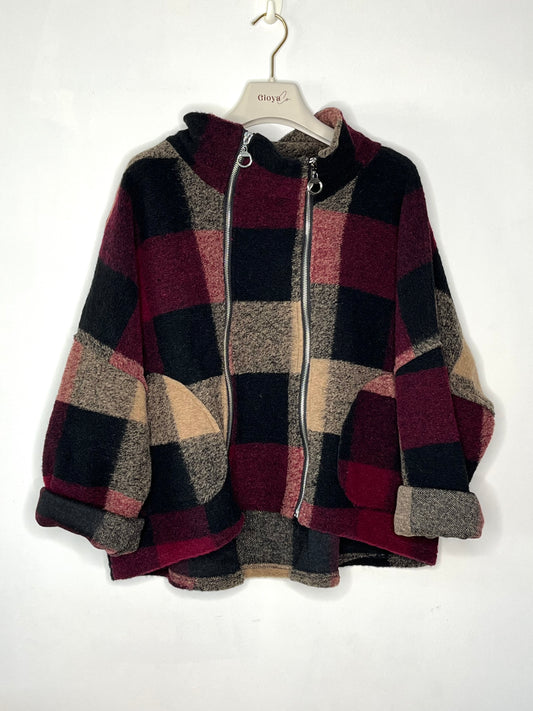 Chaqueta de cuadros doble cremallera