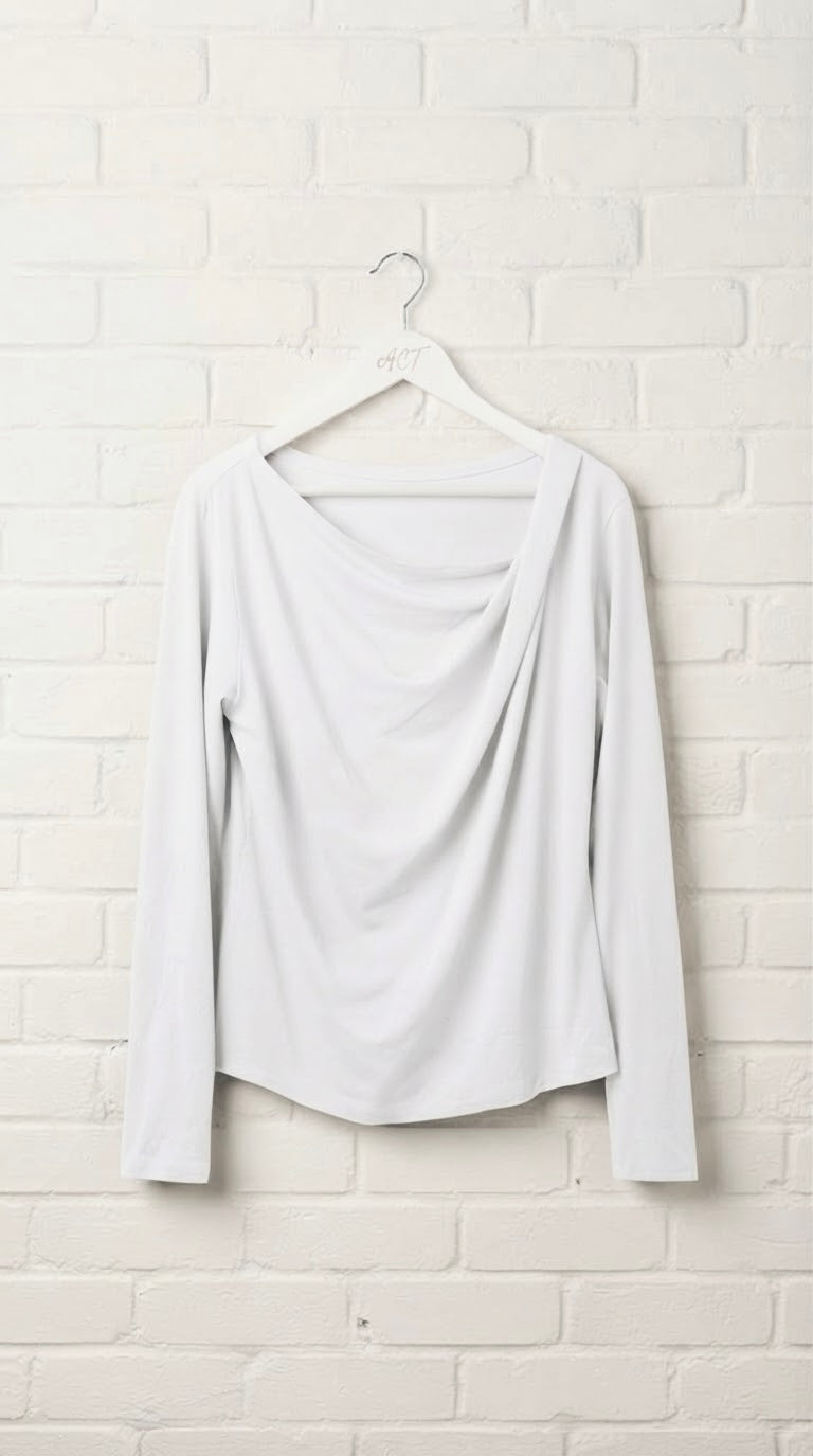 Camiseta Cuello Asimétrico de Manga Larga +5 colores