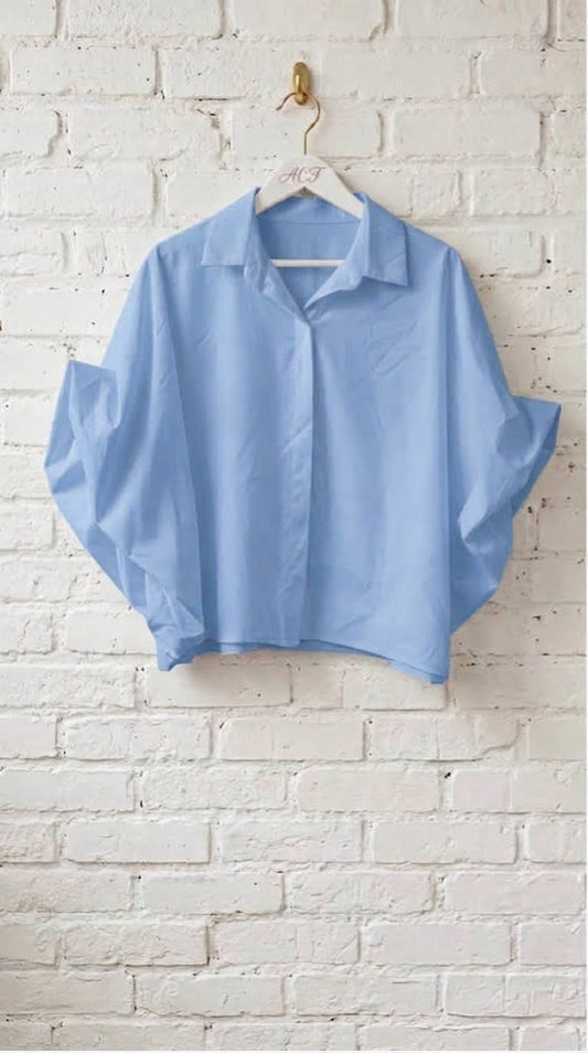 Camisa Oversize Popelin con Mangas Dapreadas +7colores