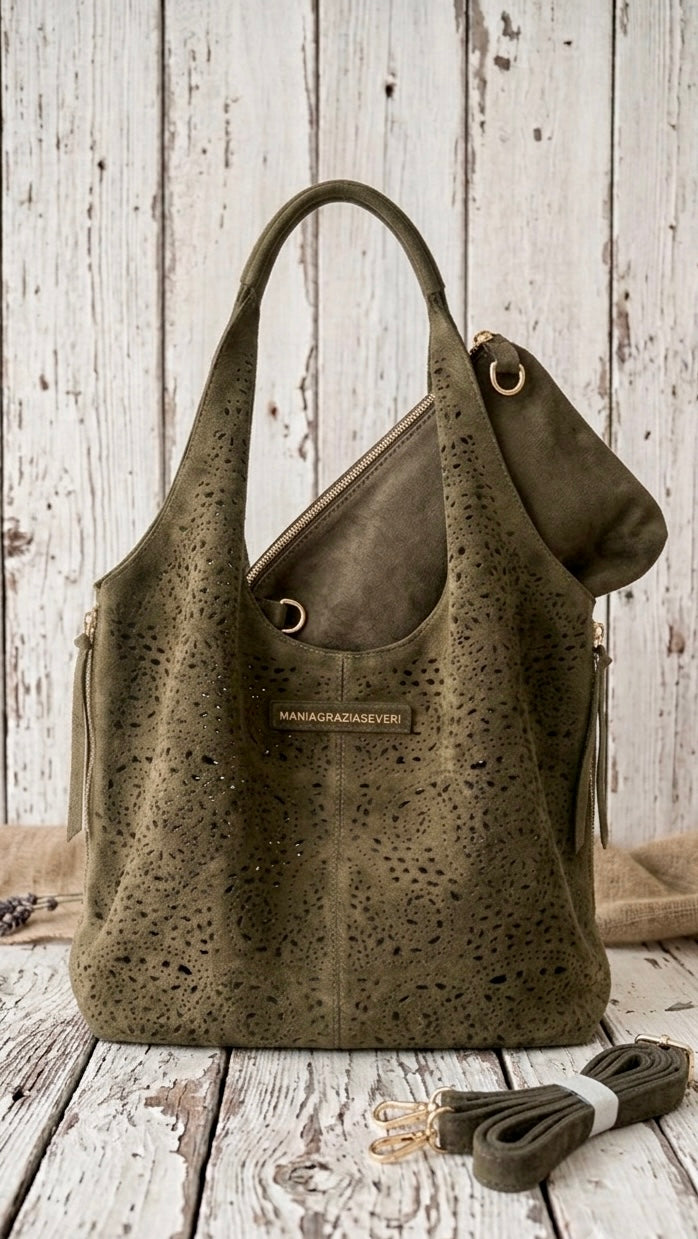 Bolso Hobo troquelado Caqui