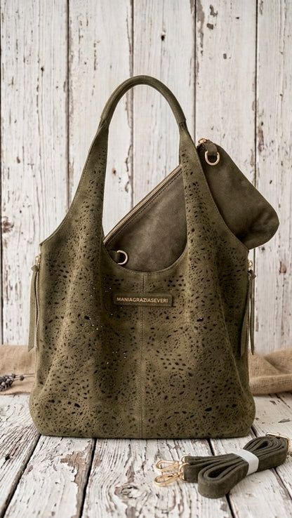 Bolso Hobo troquelado Caqui