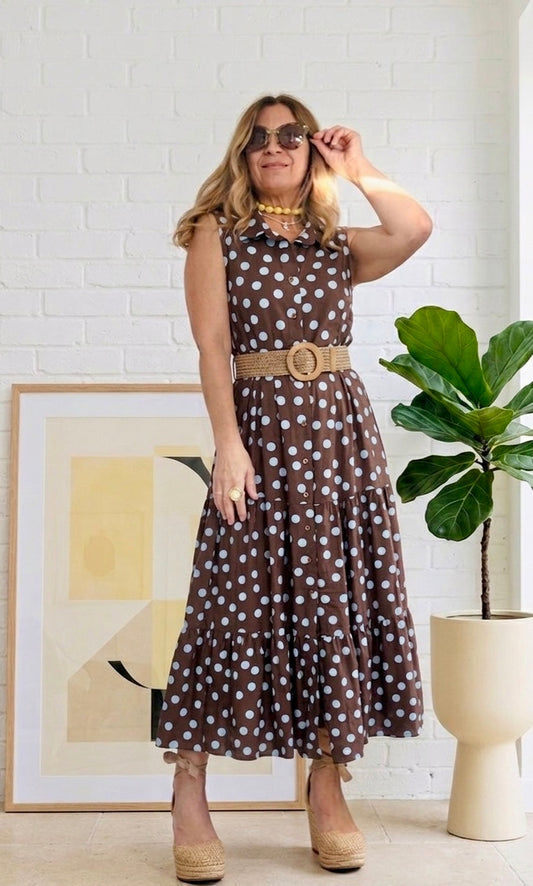 Vestido camisero topos Marisa+2colores