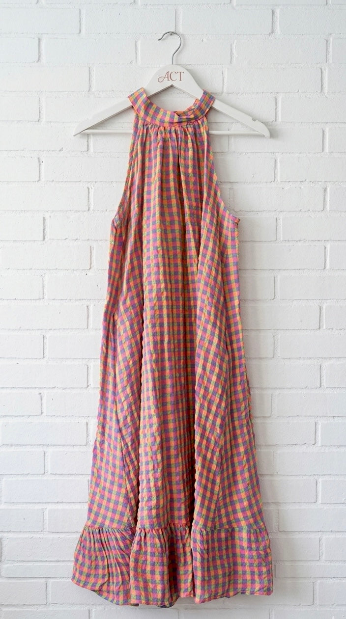 Vestido halter vichy lazo +2 colores