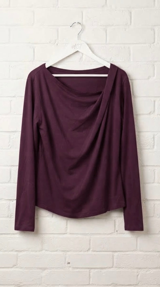 Camiseta Cuello Asimétrico de Manga Larga +5 colores