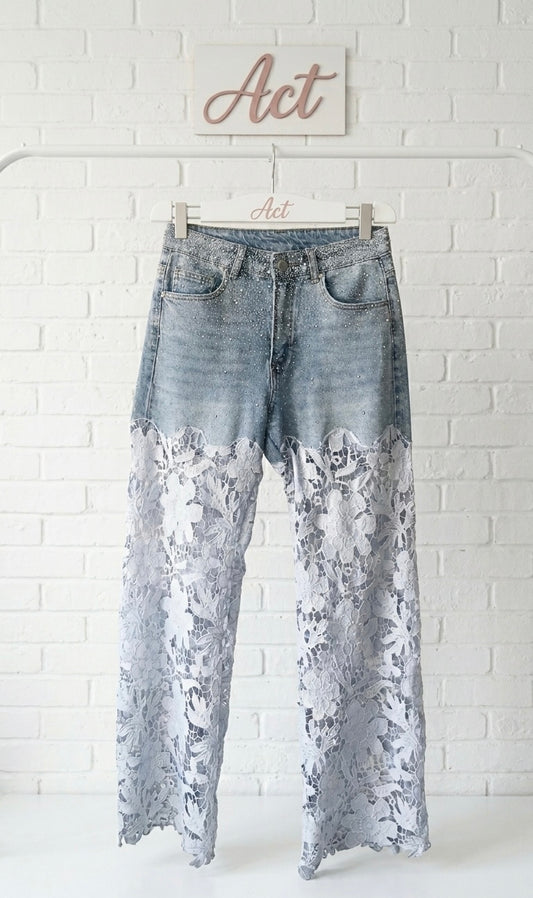 Pantalón Denim encaje