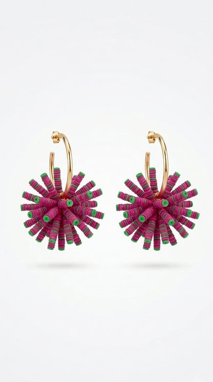 Pendientes de aro con esfera de cuentas multicolor +2 colores
