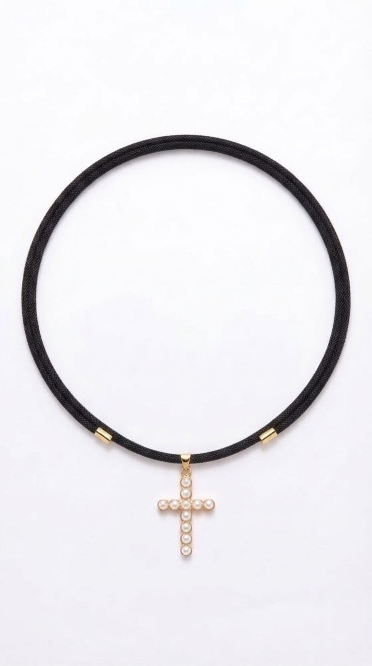 Collar de Cordón Magnético Cruz Perlada +1 color