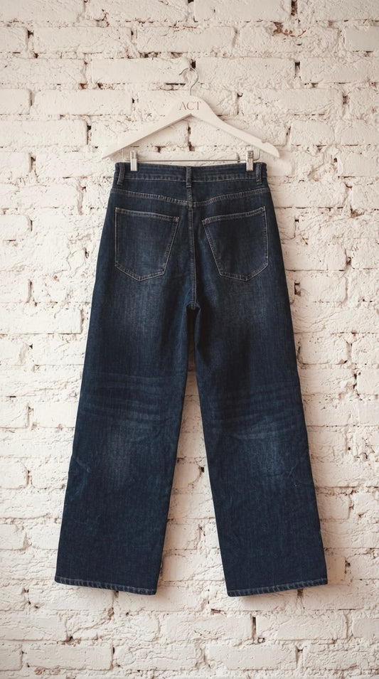 Pantalón Vaquero Wide Leg Asimétrico de Botones