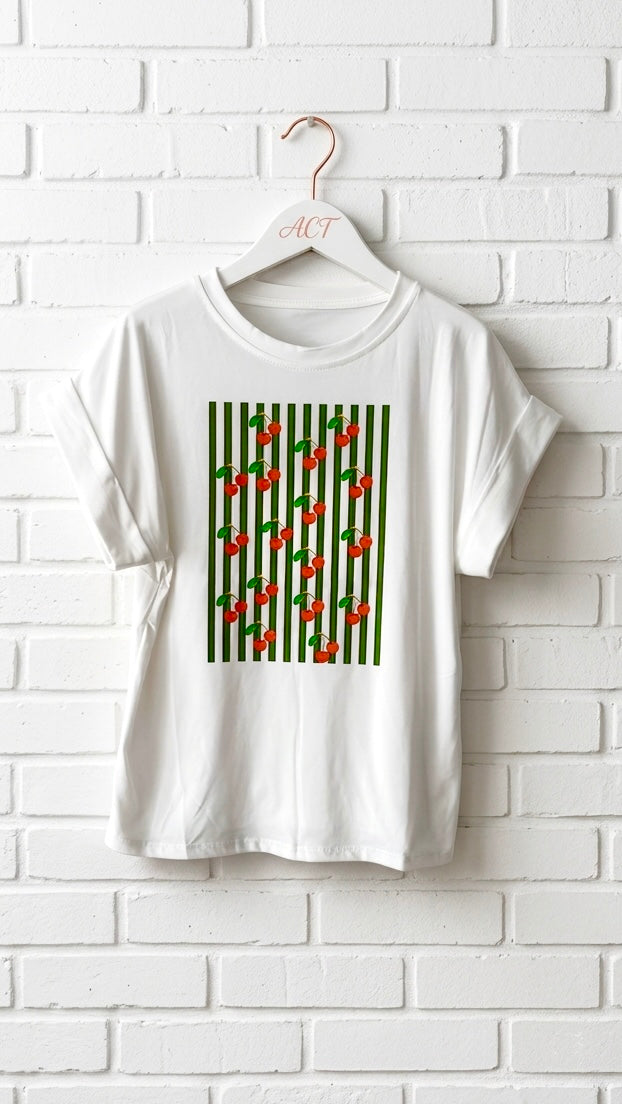 Camiseta cerezas +1 color