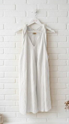 Vestido corto oversize tirante fruncido