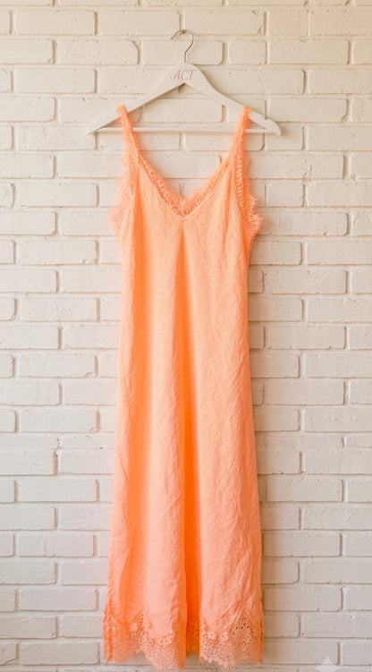 Vestido lencero de lino flúor +1color