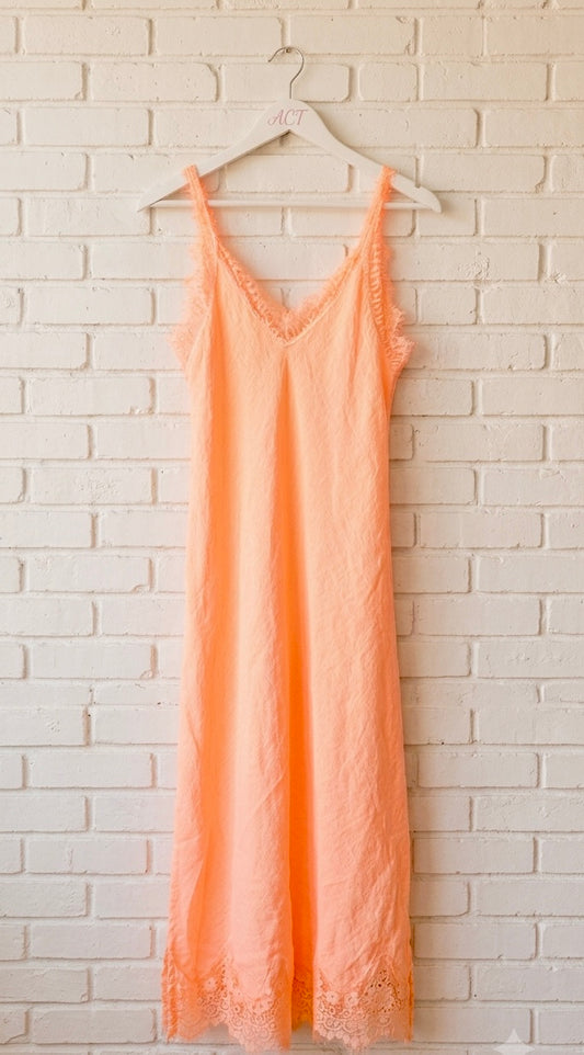 Vestido lencero de lino flúor +1color
