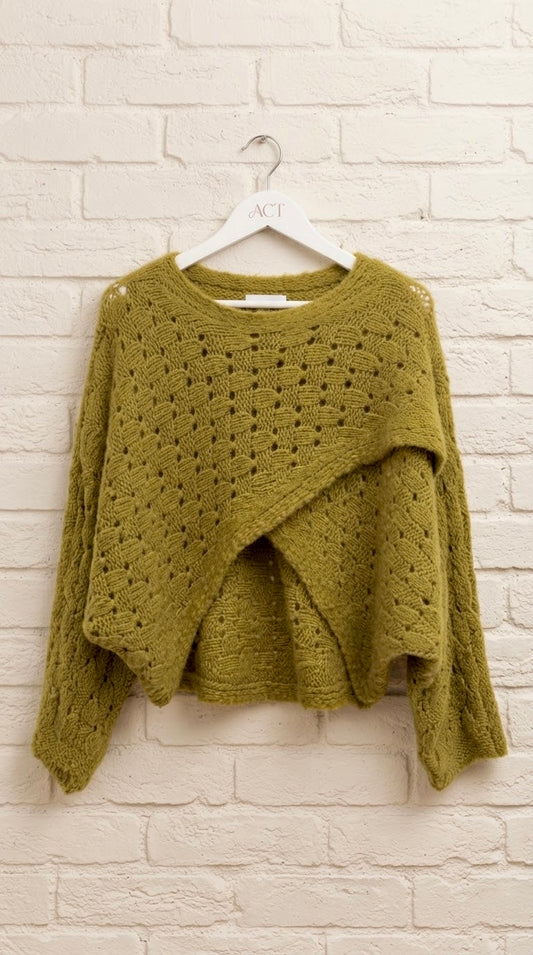 Jersey Poncho Cruzado de Punto Calado +2 colores