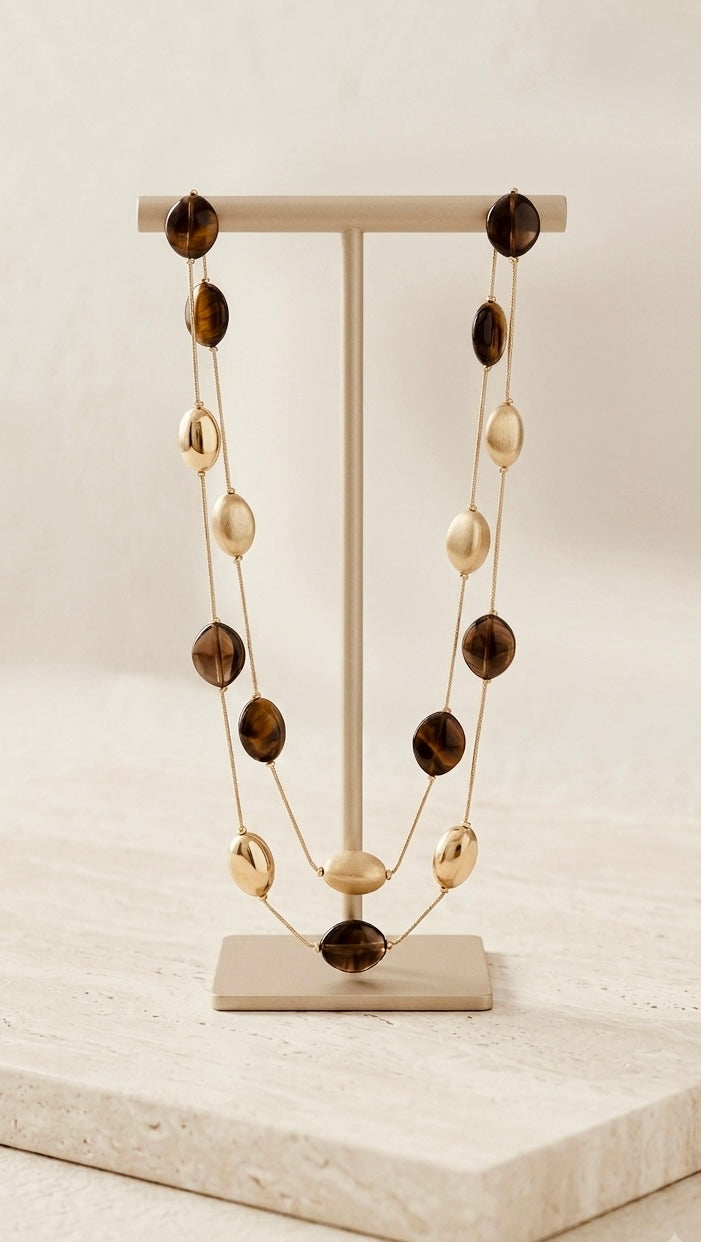Collar Doble Ámbar & Dorado