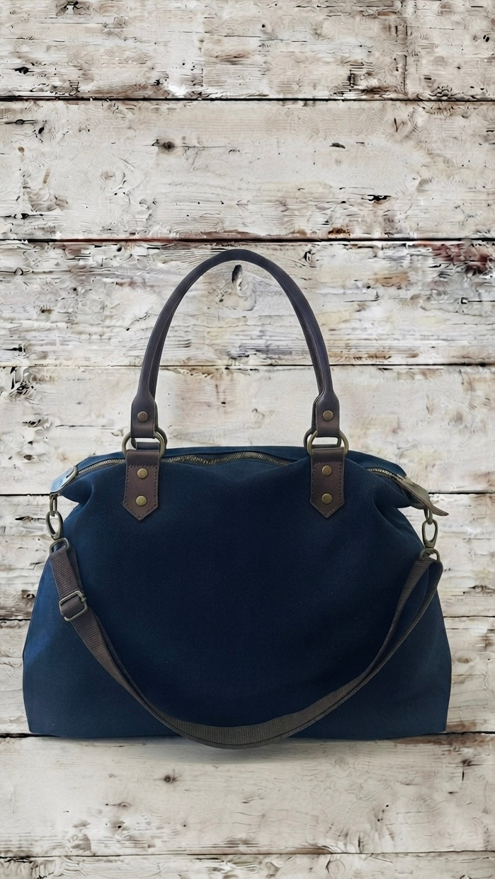 Bolso Tote de Lona y Piel+1color