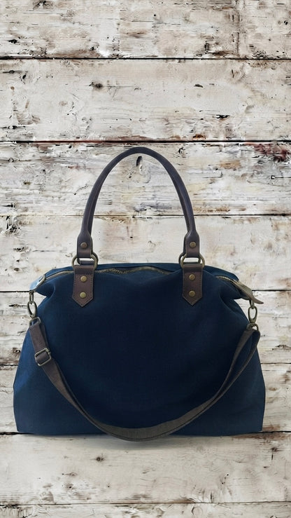 Bolso Tote de Lona y Piel+1color
