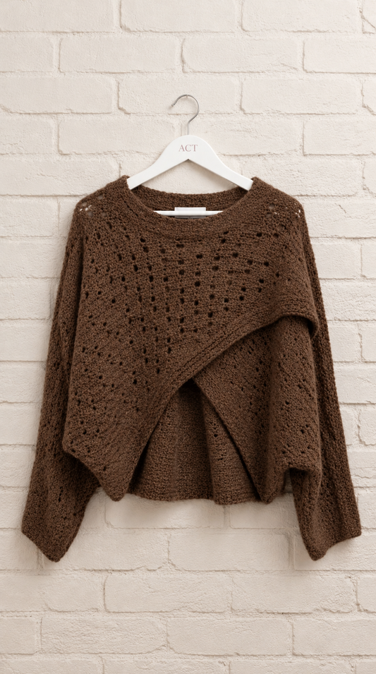 Jersey Poncho Cruzado de Punto Calado +10 colores